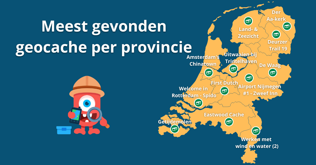 Meest gevonden geocache per provincie Nederland